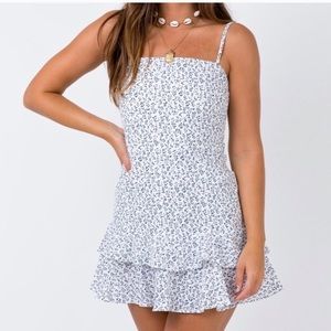 Princess Polly - White Floral Geni Mini Dress, size US 12 / AU 16
